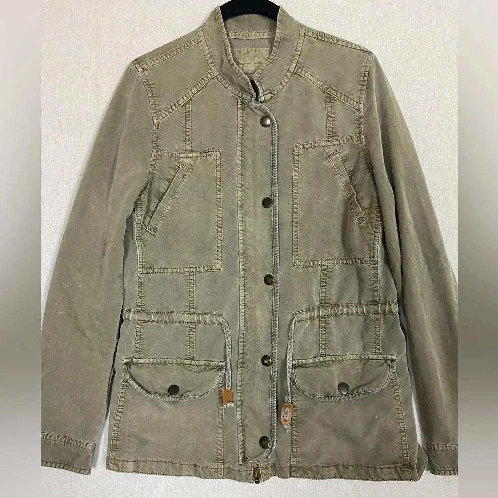 Hinge Women's Green Rayon Blend Full-Zip Military Utility Jacket - Size XS